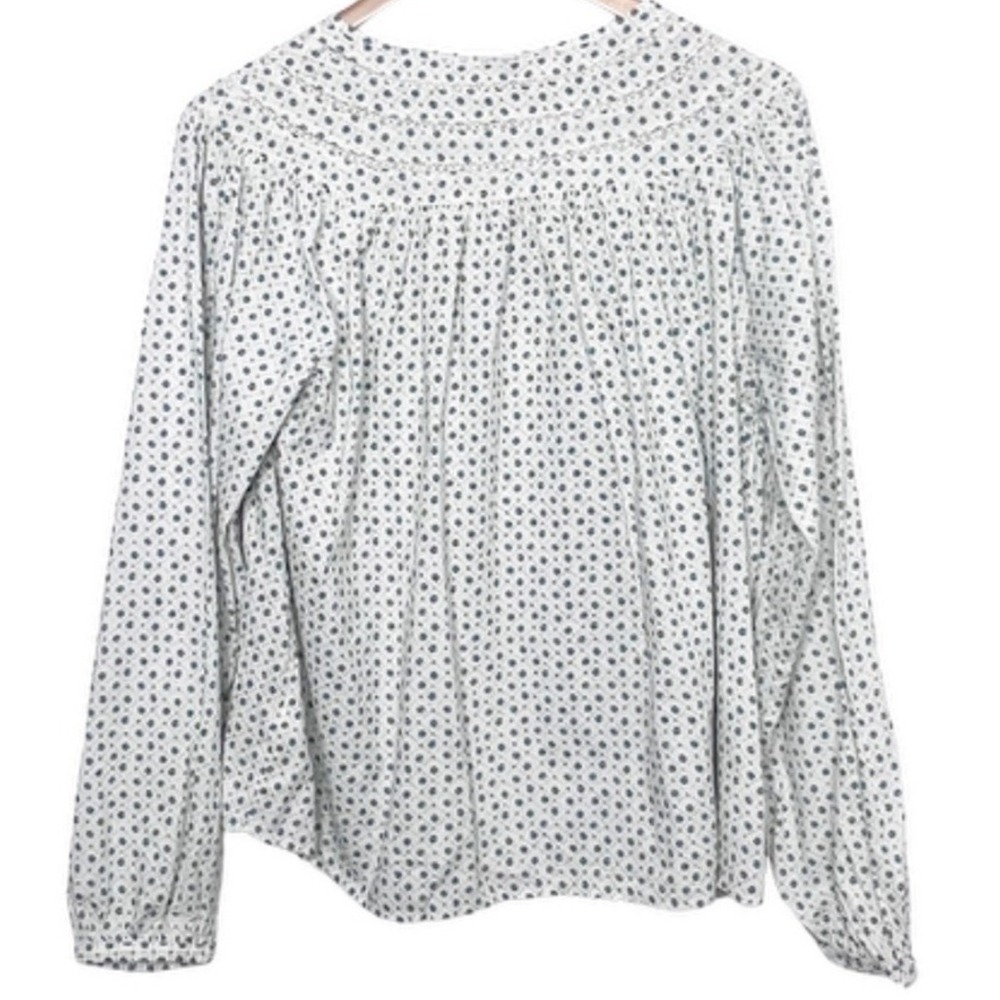 Universal Thread NWT Womens Cream Blue Floral Ditsy Lace Trim Boho Blouse Size M - Picture 4 of 8